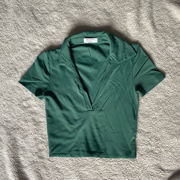 Aritzia- Babaton v-neck cropped t shirt - Picture 1 of 3